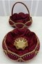 Burgundy Bridal Henna Night Tray Basket Set with Velvet Shiny Stone Decorations, Engagement, Wedding, Marriage, Promise
