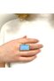 Opal ring, large rectangular stone, stainless steel, adjustable to multiple sizes - 2