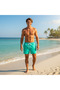 Men's Pocketed and Lined Sea Shorts Green Color Bb2362 - 5
