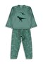 Dinosaur world printed pajama set for ages 3-11 - green