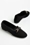Plus Size Women's Ballet Flats Black Textile Round Toe Buckled - 3