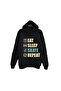 Eat Sleep Skate Repeat - Kaykay Printed Unisex %100 Cotton Black Hooded Sweatshirt