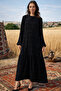 Guipure and Denim Detailed Long Dress 2026 Black