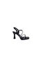 Ceylan 501 Women's Black Stone Banded Platform Heeled Evening Dress Shoes