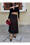 Lace Detailed Satin Black Long Women's Skirt 31016 - 2