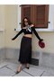 Lace Detailed Satin Black Long Women's Skirt 31016 - 6