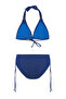 Silver Glittery Textured Cobalt Blue Long Triangle Bikini Set - 2