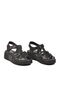 Black Genuine Leather Velcro Women's Daily Heels Sandals Pc-54787 Z - 3