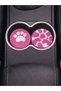 Car Coaster Set of 2, Punch Handmade, Six Felted 7cm Pink Paw Pads and Leopard Printed Pcs