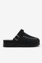 Women's Black Comfortable Fit Stone Shoes Buckled Sandals - 5