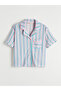 Esvab • Modern & Distinctive Shirt Roba Collar Striped Women's Shorts Pajama Set - 2