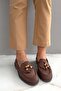 Bubble Bitter Brown Suede Tassel Bead Detailed Women's Loafers