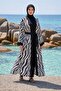 Hijab Black and White Patterned Islamic Swimwear Set Kimono Pareo Set of 4 - 5