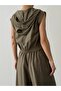 Hooded Zipper Cropped Vest Khaki - 3