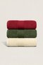 3-Piece Hand and Face Towel Set 100% Cotton Certified Bathroom and Kitchen Towels, Dowry Towels 50X90Cm - Burgundy Green Cream - 3