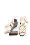 Women's Beige Cross Strap Ankle Strap Comfortable Casual Platform High Block Heel Lu Sandals - 4