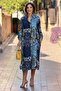 Blue Color Ethnic Patterned Shirt Dress - G1