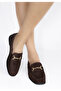 Women's Brown Buckled Daily Comfortable Loafers