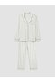 Ecru Shirt Collar Floral Women's Pajama Set (S6) - 5