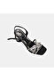 Women's Black Stone Adjustable Buckled Heel Evening Dress Sandals - 7