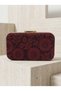 Burgundy Gold Detailed Lace Embroidered Chain Strap Women's Evening Dress Bag Wedding Engagement Graduation - 6