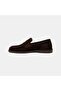 Men's Coffee Seam Detail Suede Leather Loafers - 3
