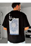 تي شيرت أسود كبير الحجم مزين برقعة سجاد SW-5052 - 2