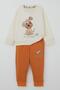 Baby Boy Tracksuit Set Cute Puppy Printed 6 Months-2 Years, Cream