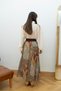 Brown Shawl Patterned Belted Long Skirt with Elastic Waist - 7108 - 5