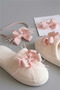 Feathered Bow Maternity Crown Slipper and Baby Headband 3-Piece Maternity Set Mother Baby Set