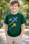 Airplanes Printed Crew Neck Unisex Children's T-Shirt Pack of Cotton