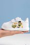 Animated Character Printed Girls' and Boys' Sports Shoes with Velcro Fasteners and White Sneaker Bands - 2