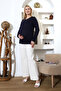 Navy Blue Long Sleeve Lahusa Breastfeeding T-Shirt with Openings - 4