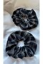 2-Pack Plaid Patterned Rubber Bands - Winter Flannel Scrunchie Hair Accessory