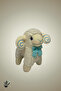 Cute Cream Plush Curly Ram Toy – with Blue Bow, Soft-Textured Horn Detail
