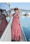Pink Color Stone and Sequin Embroidered Halter Neck Dress Tie-Detail Open Back Silk