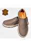 Men's Nubuck Khaki Color Inner and Outer 100% Genuine Leather Slip on Orthopedic Eva Light Sole Laceless Shoes Vdz03003 - 6