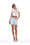 Women's Sea Shell Printed Over-The-Top Baby Tee Combed Cotton Cropped T-Shirt - 2