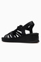 Women's Leather Wedge Heel Daily Sandals 26Y 24028801Y Z Black - 3