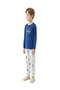 - -Boys Pajama Set – Navy Blue Long Sleeve Cotton Blend Sleepwear, 4–10 Years - 5