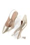 Altın Gold Dore Short Goblet Heeled Open Back Pointed Evening Dress Stiletto Shoes Kas - 3