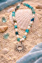 Sun Charm Necklace with Blue Agate Natural Stone and Real Oyster Pearl