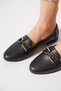 Ladever Stone Buckled Genuine Leather Women's Shoes Black Skin - 3