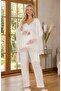 New Season Ecru Special Lace Detailed Design 100% Cotton Maternity Pajama Set - 3
