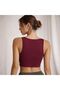 Women's Rib Knit Strap Shoes Corded Fabric Cropped Claret Red - 2