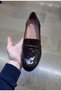 Women's Inside-Outside H Genuine Leather O Orthopedic 5 cm K Block Heel Stylish, Comfortable Black-Brown Patent Leather Shoes - 2