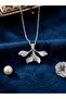 Silver Color Steel Necklace with Retractable Whale Tail Figure - 2