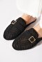 Totli Buckled Knitwear Knitted Women's Slipper Black - 5