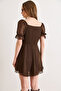 Women's Brown Lined Skirt Ruffled Mini Chiffon Dress Elb-19002598 - 6