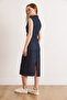 Women's Navy Blue Drape Detailed Stretch Fabric Midi Denim Dress Elb-19002600 - 6